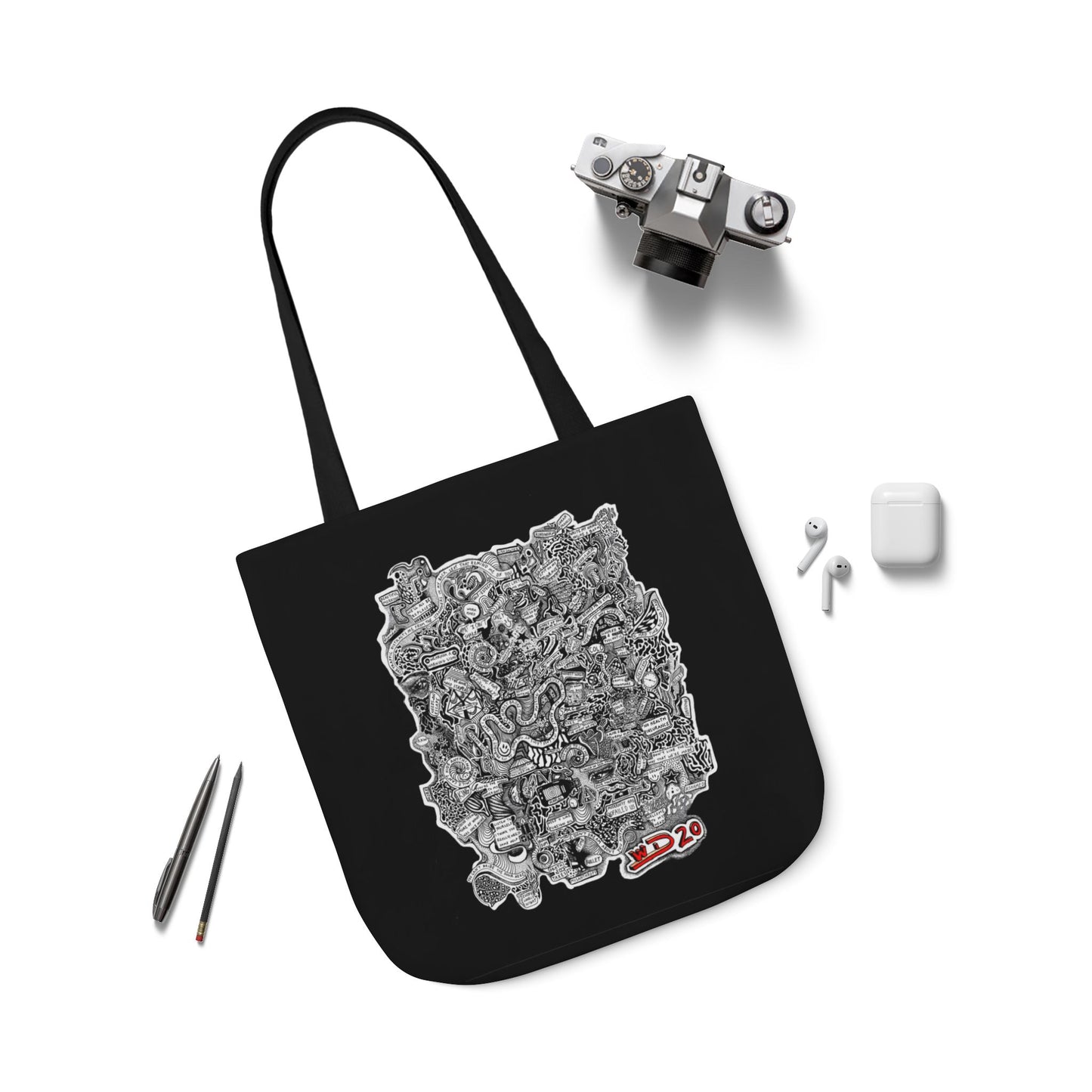 Canvas Tote Bag, Big Doodle 20 Design