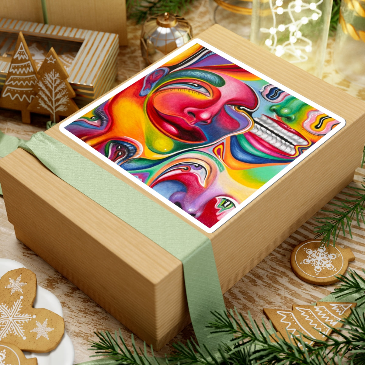 Melting ~ Vibrant Kiss-Cut Stickers - Colorful Faces Design, Artistic Laptop Stickers, Unique Wall Art, Fun Party Favors, Creative Gift Ideas