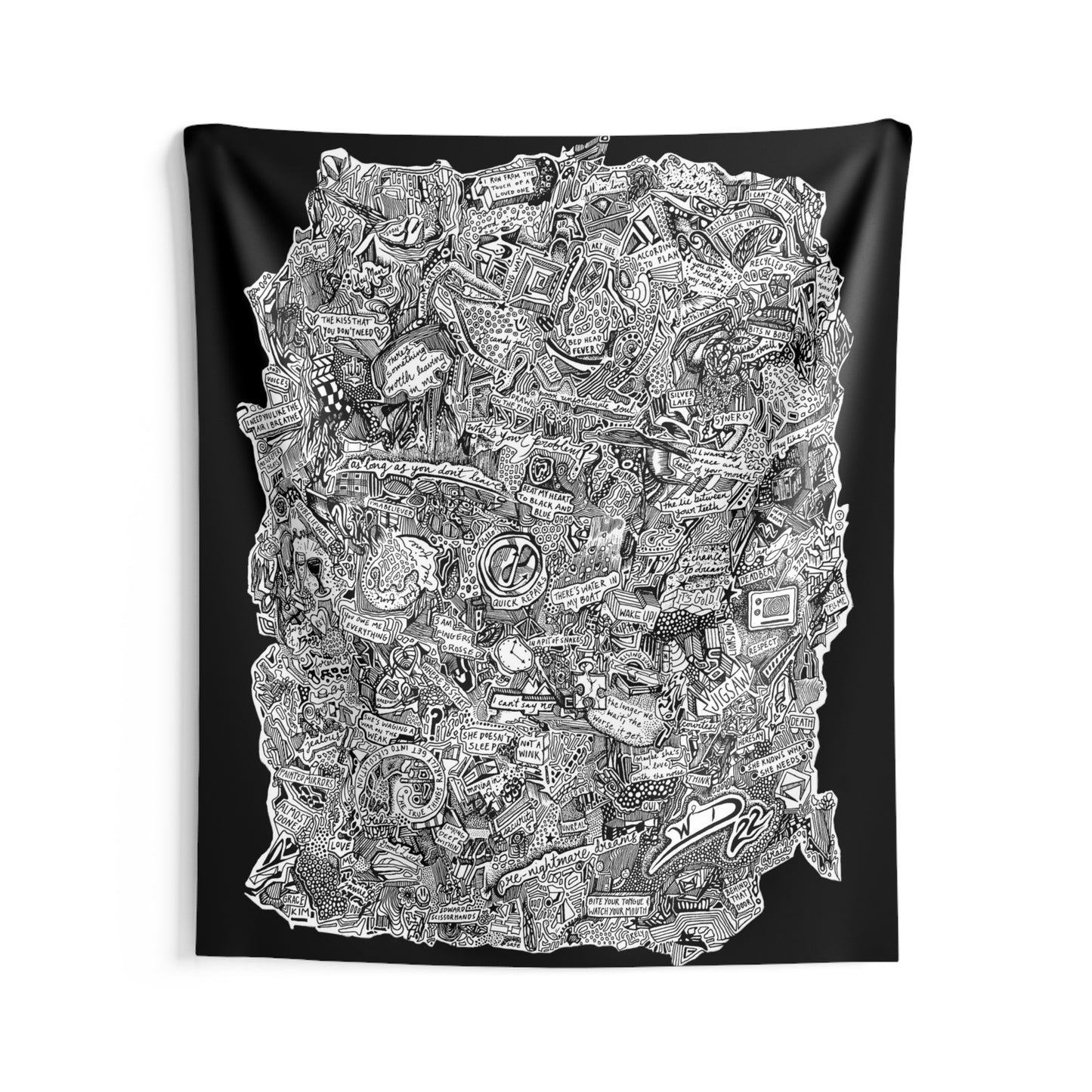 Big Doodle ~ Black & White Wall Tapestry by Art By Laney