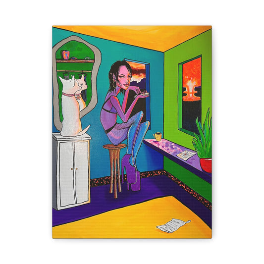 World Dominatrix ~ Vibrant Wall Art Canvas, Colorful Home Decor, Art for Cat Lovers, Unique Gift, Stylish Interior Decoration