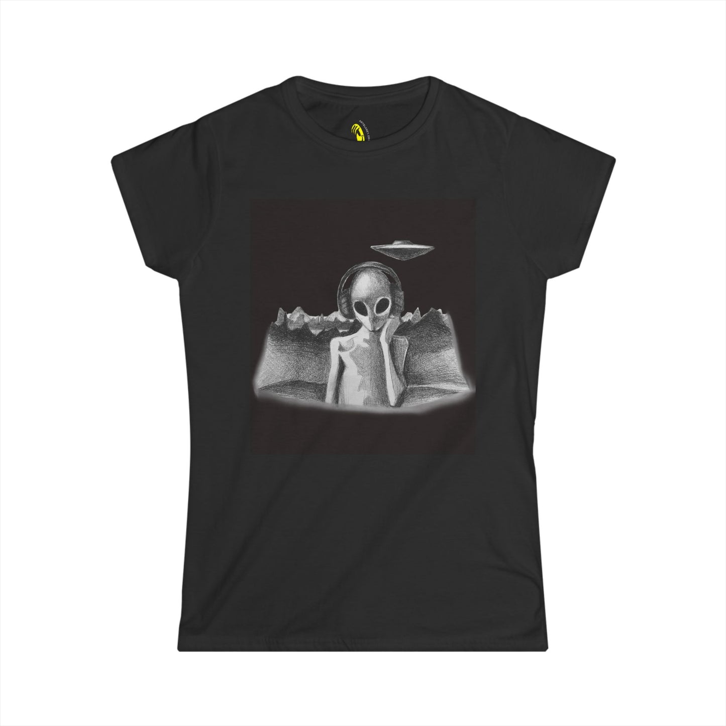 Playlist for Aliens on Black T-Shirt by Art By Laney