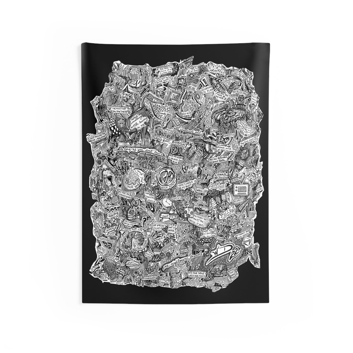 Big Doodle ~ Black & White Wall Tapestry by Art By Laney