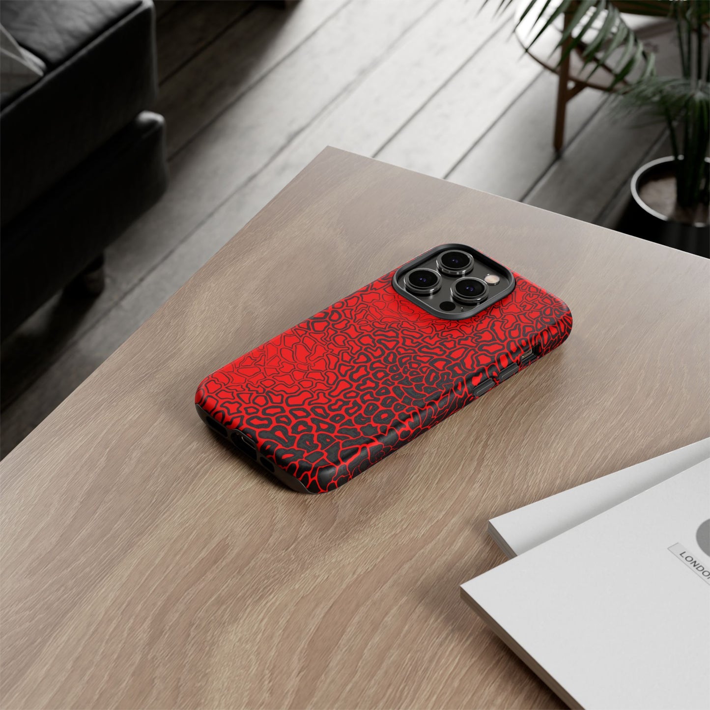 Pressure II Bold Phone Case - Tough Cases, Red Abstract Cell Phone Cover, Stylish Smartphone Protection, Unique Gift for Tech Lovers