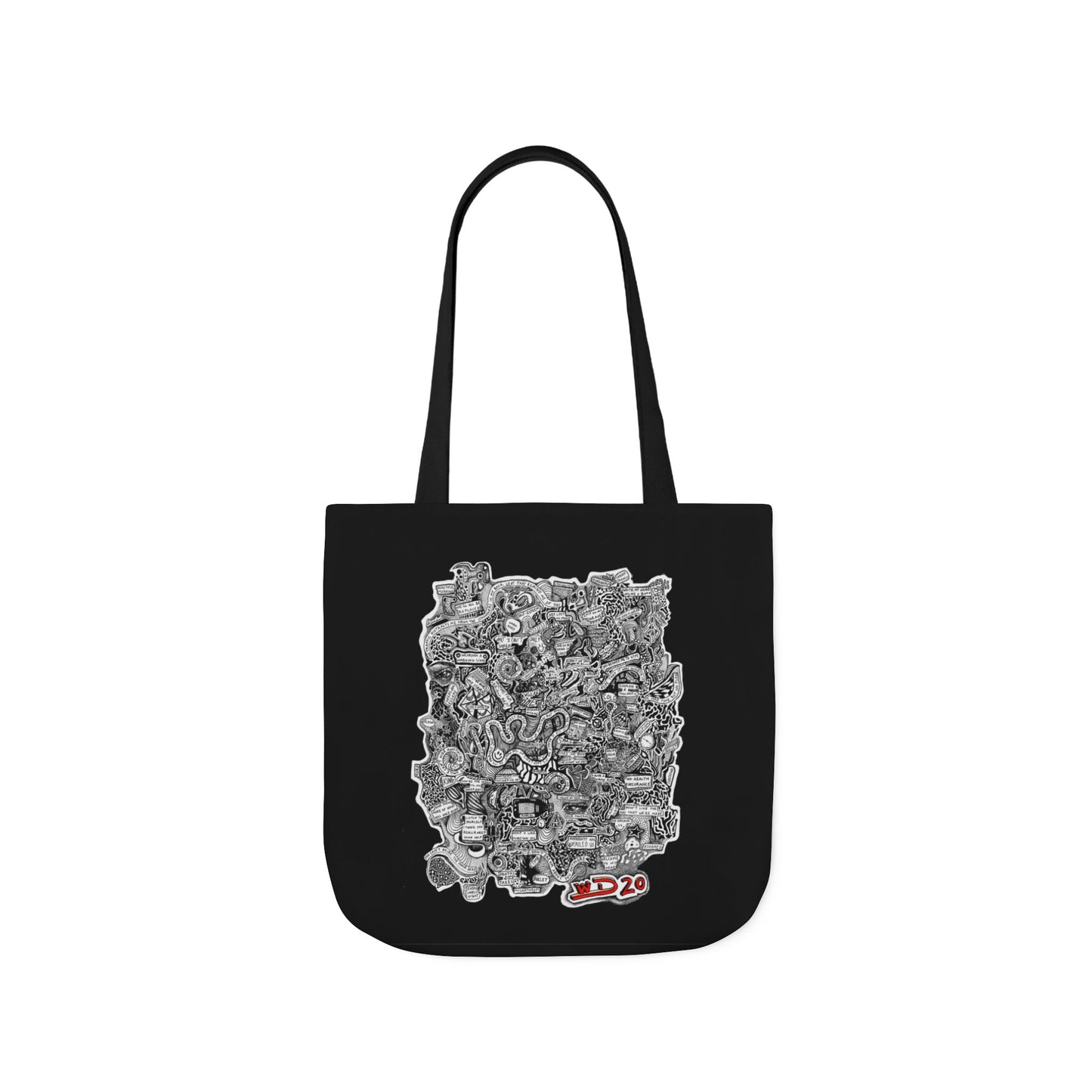 Canvas Tote Bag, Big Doodle 20 Design