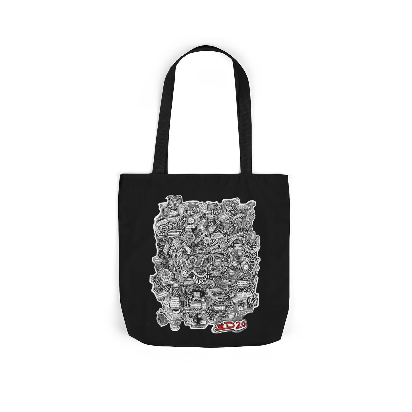 Canvas Tote Bag, Big Doodle 20 Design