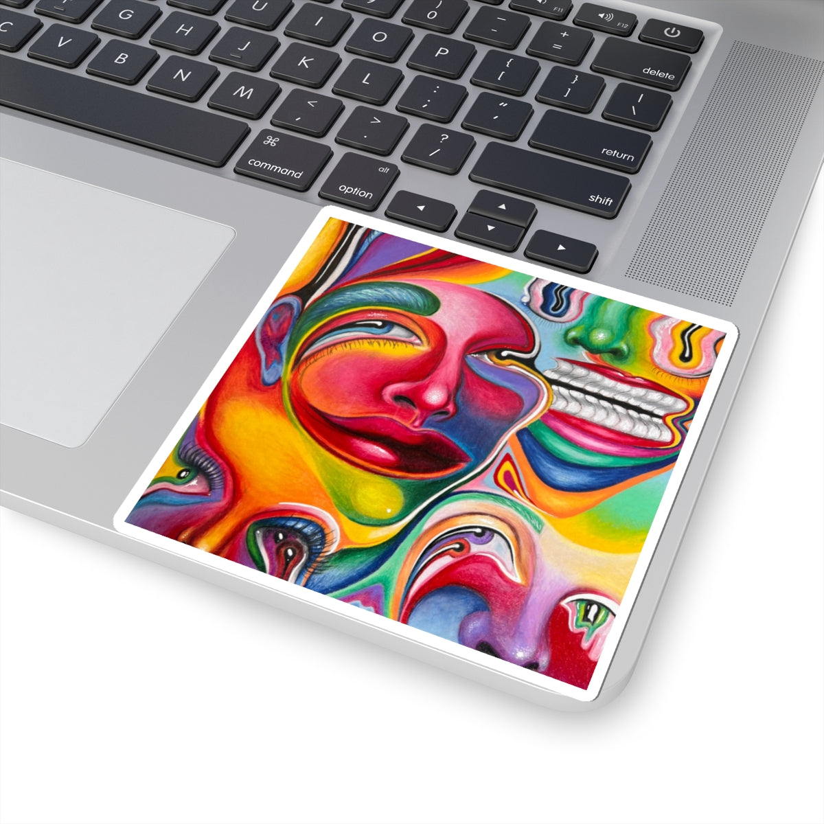 Melting ~ Vibrant Kiss-Cut Stickers - Colorful Faces Design, Artistic Laptop Stickers, Unique Wall Art, Fun Party Favors, Creative Gift Ideas