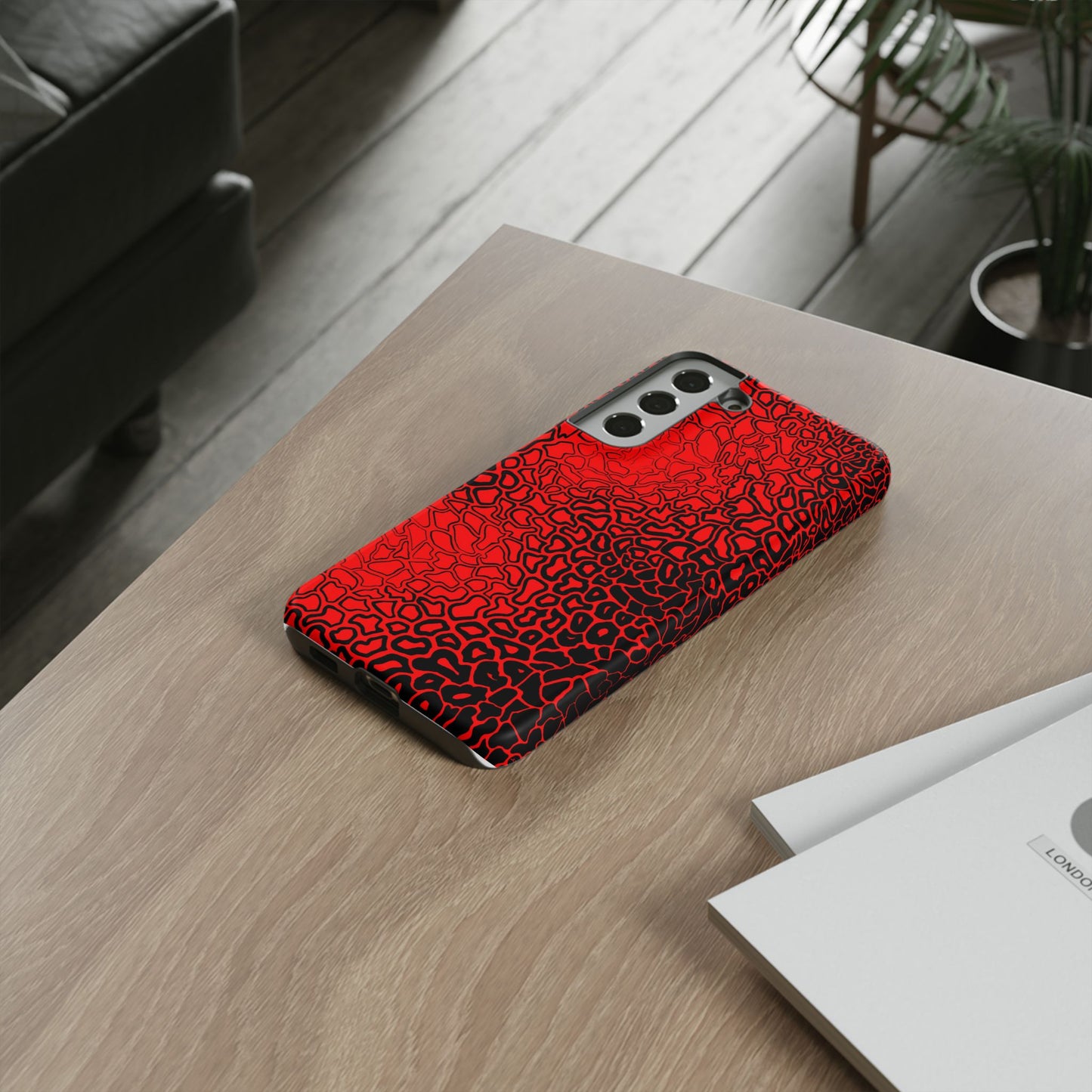 Pressure II Bold Phone Case - Tough Cases, Red Abstract Cell Phone Cover, Stylish Smartphone Protection, Unique Gift for Tech Lovers
