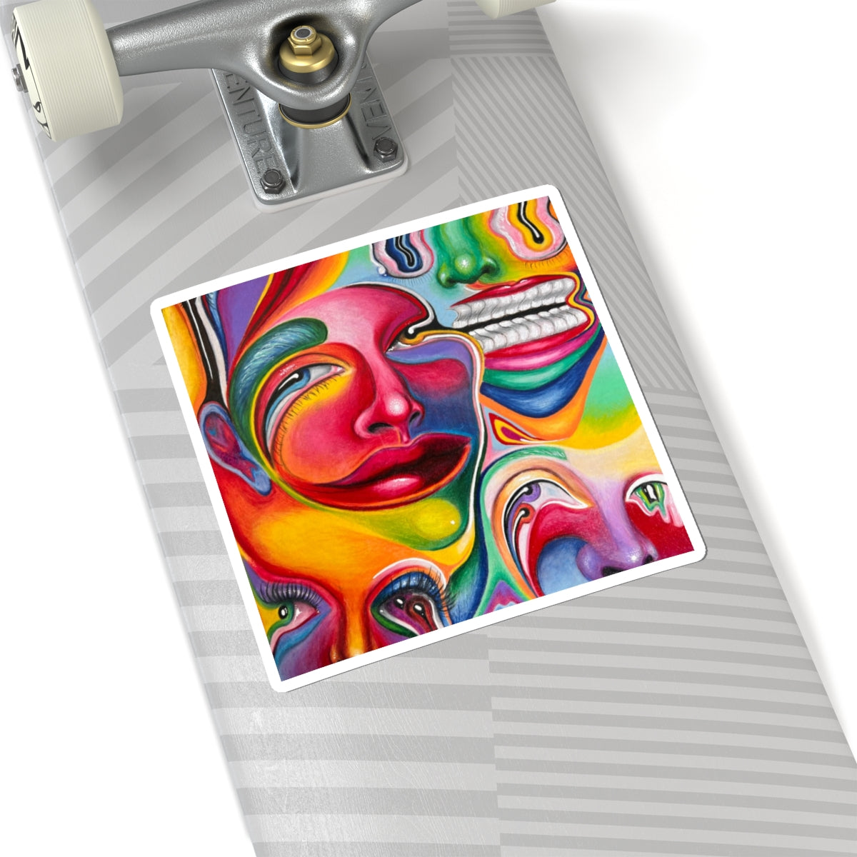 Melting ~ Vibrant Kiss-Cut Stickers - Colorful Faces Design, Artistic Laptop Stickers, Unique Wall Art, Fun Party Favors, Creative Gift Ideas