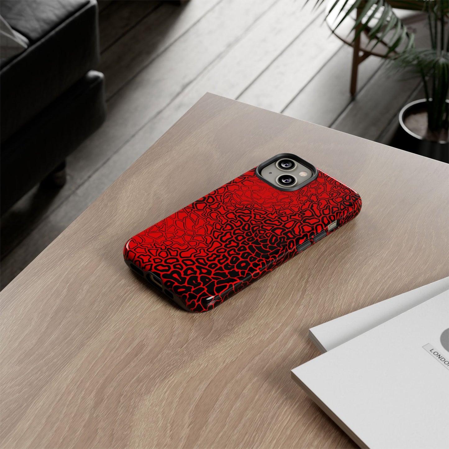 Pressure II Bold Phone Case - Tough Cases, Red Abstract Cell Phone Cover, Stylish Smartphone Protection, Unique Gift for Tech Lovers