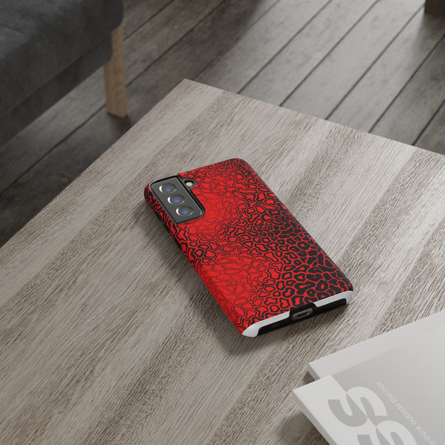 Pressure II Bold Phone Case - Tough Cases, Red Abstract Cell Phone Cover, Stylish Smartphone Protection, Unique Gift for Tech Lovers