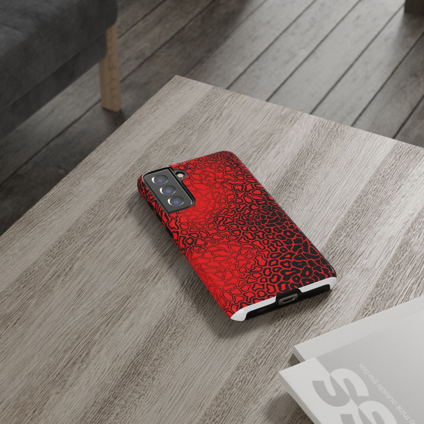 Pressure II Bold Phone Case - Tough Cases, Red Abstract Cell Phone Cover, Stylish Smartphone Protection, Unique Gift for Tech Lovers