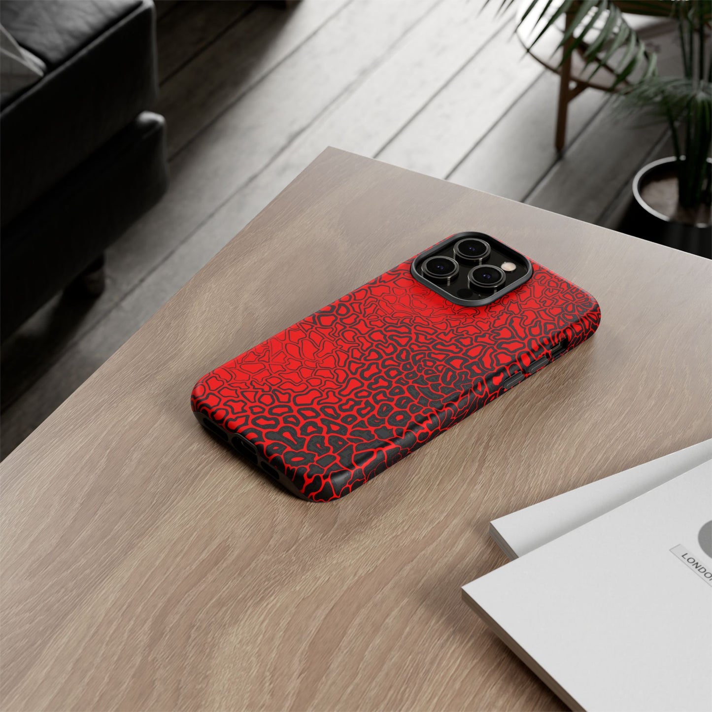 Pressure II Bold Phone Case - Tough Cases, Red Abstract Cell Phone Cover, Stylish Smartphone Protection, Unique Gift for Tech Lovers
