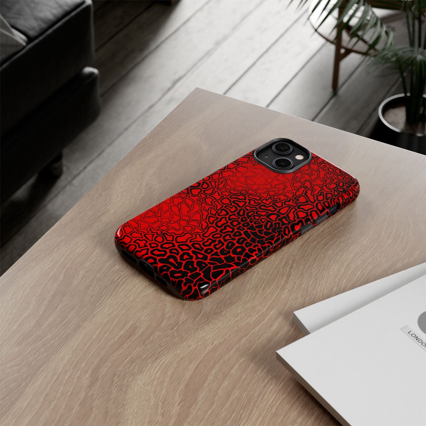 Pressure II Bold Phone Case - Tough Cases, Red Abstract Cell Phone Cover, Stylish Smartphone Protection, Unique Gift for Tech Lovers