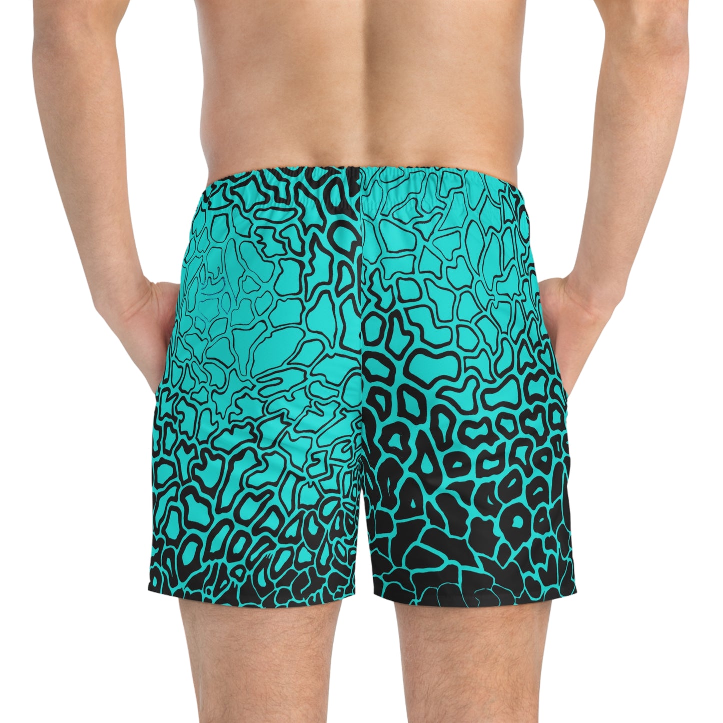 Pressure Vibrant AOP Swim Trunks, Summer Beachwear, Pool Party Essentials, Men's Swim Shorts, Vacation Outfit, Trendy Swimwear