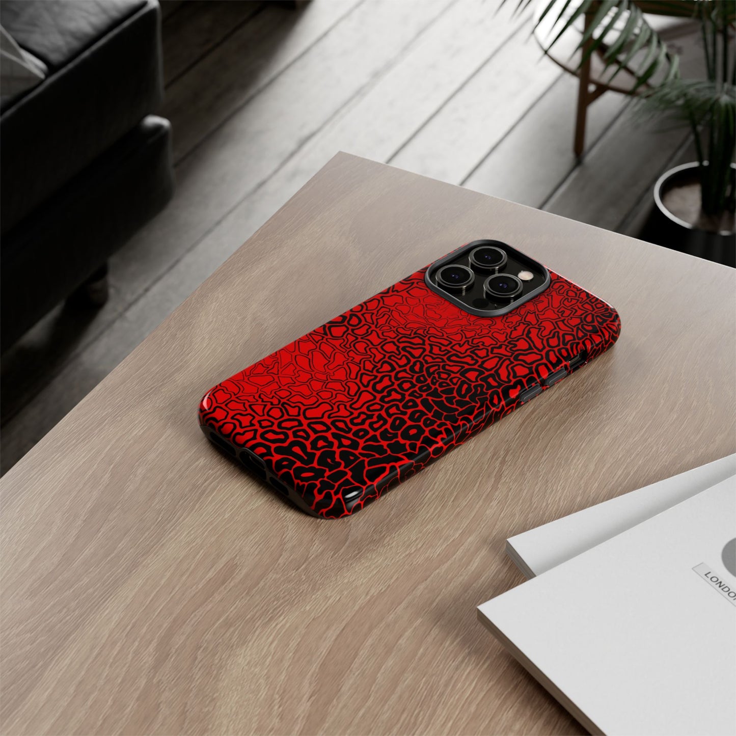 Pressure II Bold Phone Case - Tough Cases, Red Abstract Cell Phone Cover, Stylish Smartphone Protection, Unique Gift for Tech Lovers
