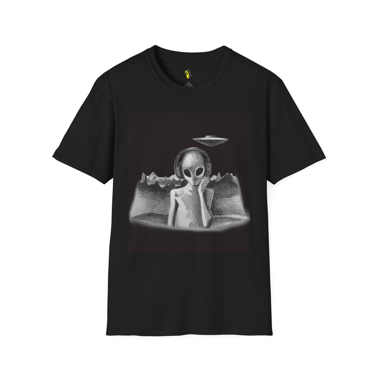 Playlist for Aliens ~ Black Unisex Softstyle T-Shirt by Art By Laney