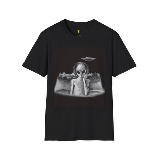 Playlist for Aliens ~ Black Unisex Softstyle T-Shirt by Art By Laney