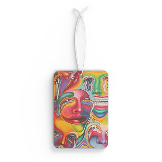 Melting Colorful Faces Car Air Freshener, Funky Car Decor, Unique Gift for Friends, Air Freshener for Road Trips, Vibrant Home Fragrance