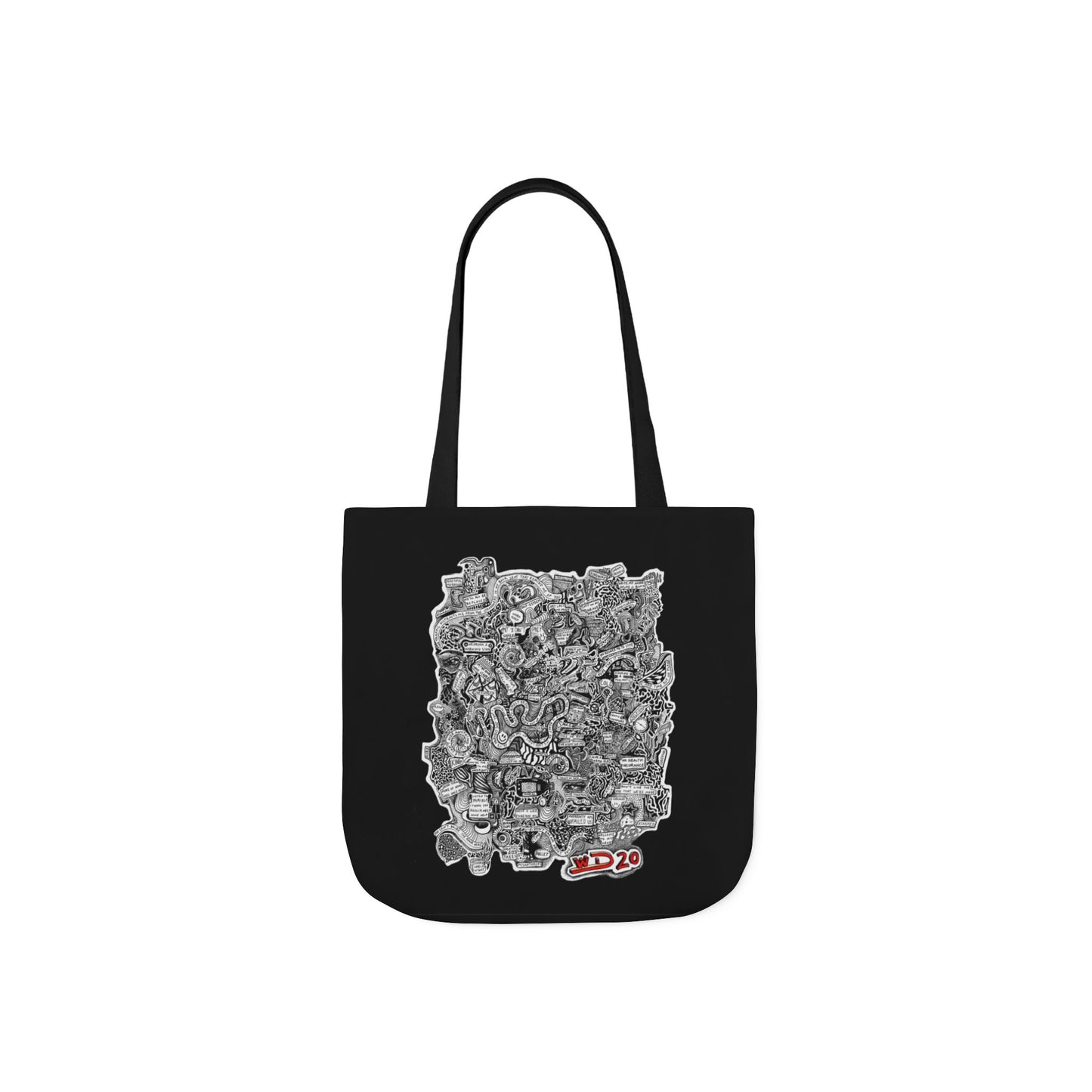 Canvas Tote Bag, Big Doodle 20 Design