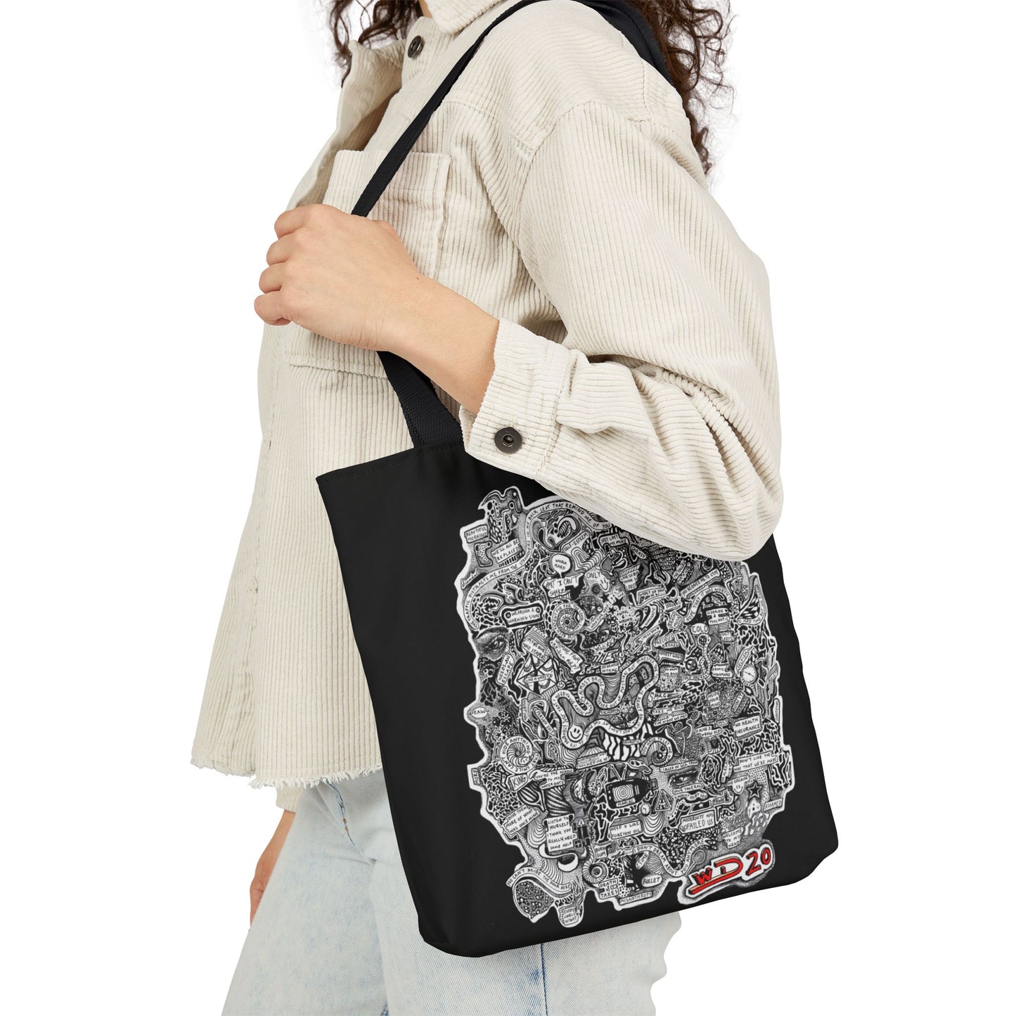 Canvas Tote Bag, Big Doodle 20 Design